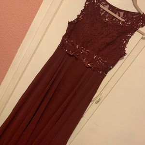 Long burgundy gown